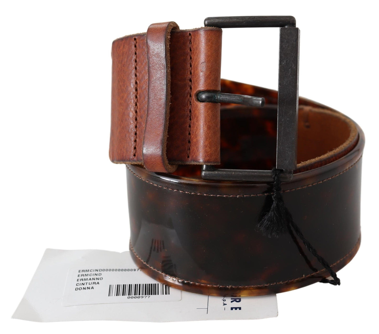 Ceinture en cuir marron foncé Ermanno Scervino avec boucle vintage