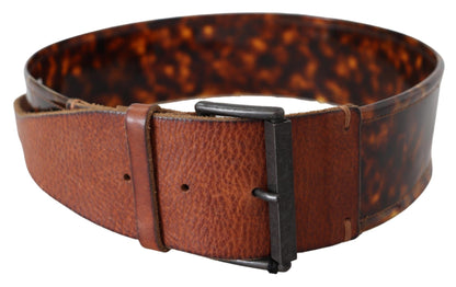 Ceinture en cuir marron foncé Ermanno Scervino avec boucle vintage