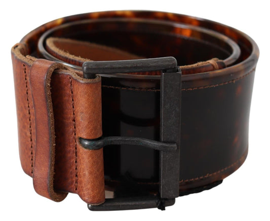 Ceinture en cuir marron foncé Ermanno Scervino avec boucle vintage