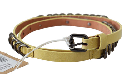 Ceinture fine en cuir jaune John Galliano