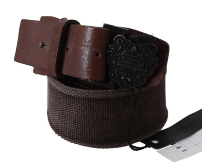 Ceinture classique en cuir marron foncé Ermanno Scervino avec boucle logo