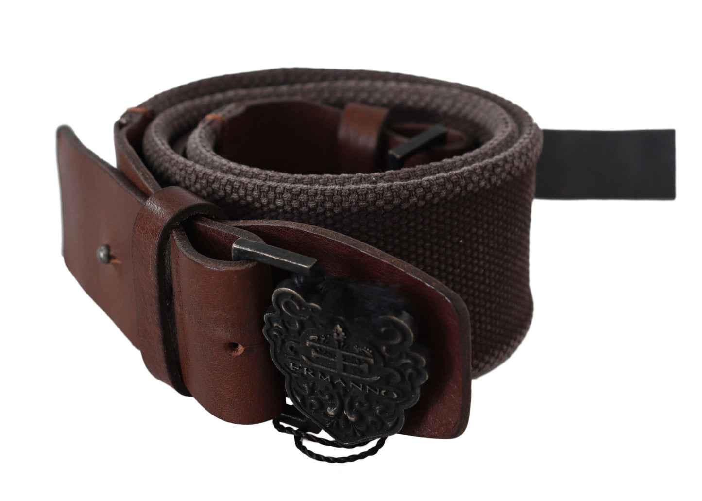 Ceinture classique en cuir marron foncé Ermanno Scervino avec boucle logo