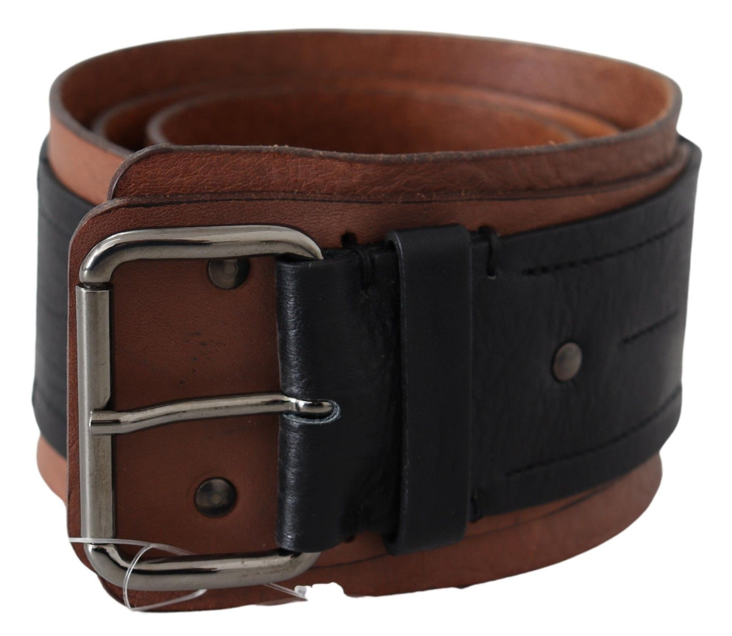 Costume National Elegant Leather Fashion Belt in Brown Black