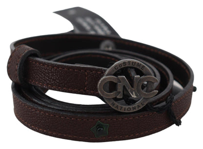 Ceinture nationale en cuir marron avec quincaillerie rustique