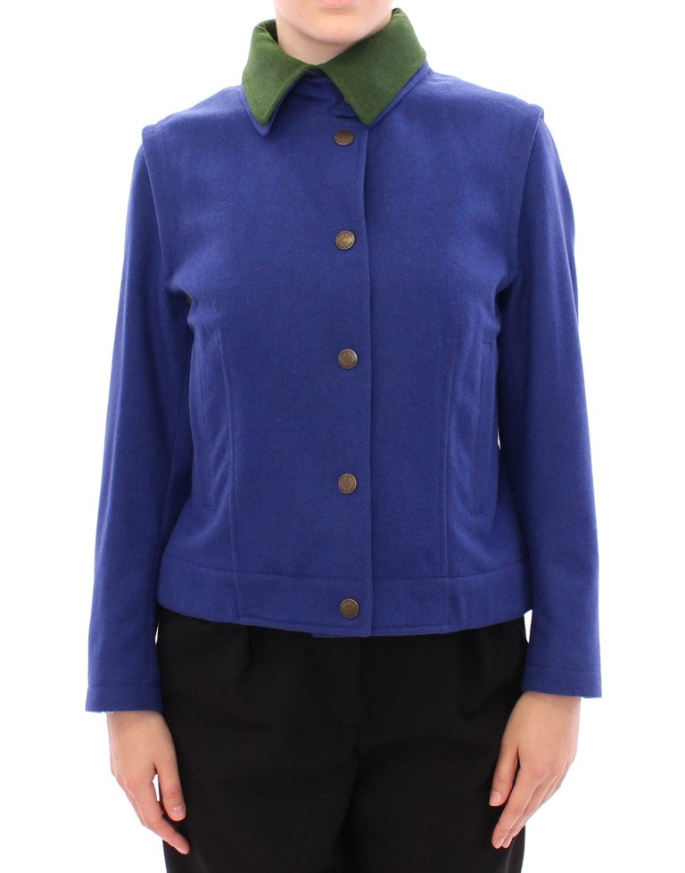 Veste en laine bleue Andrea incontri avec col amovible