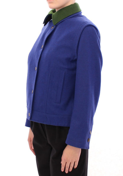 Veste en laine bleue Andrea incontri avec col amovible