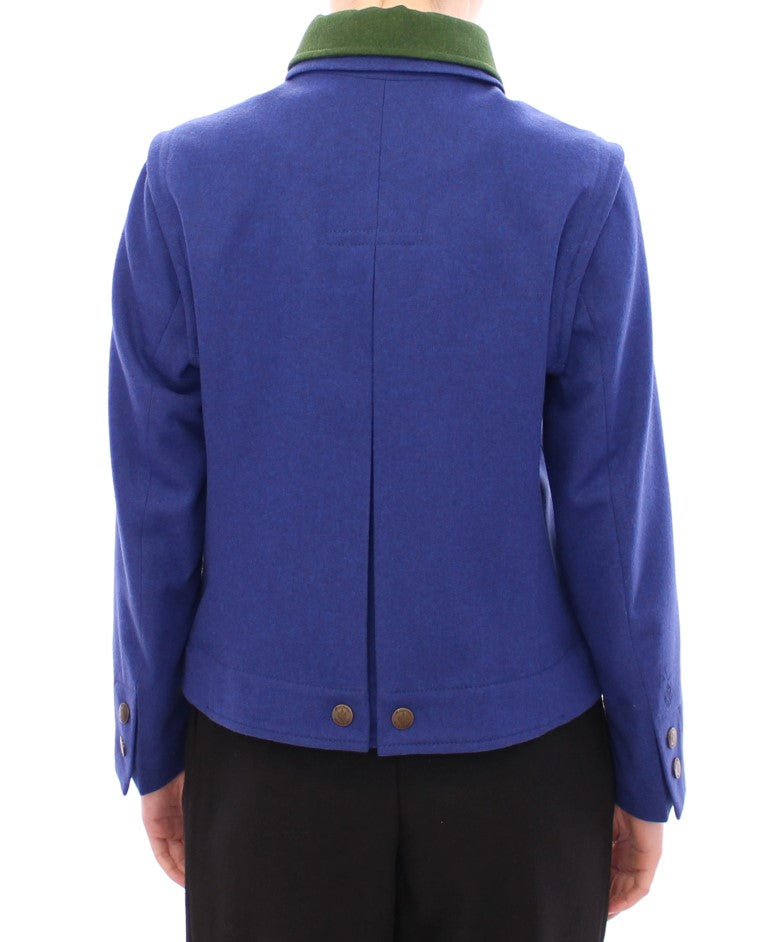 Veste en laine bleue Andrea incontri avec col amovible