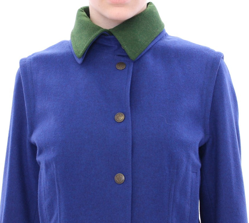 Veste en laine bleue Andrea incontri avec col amovible