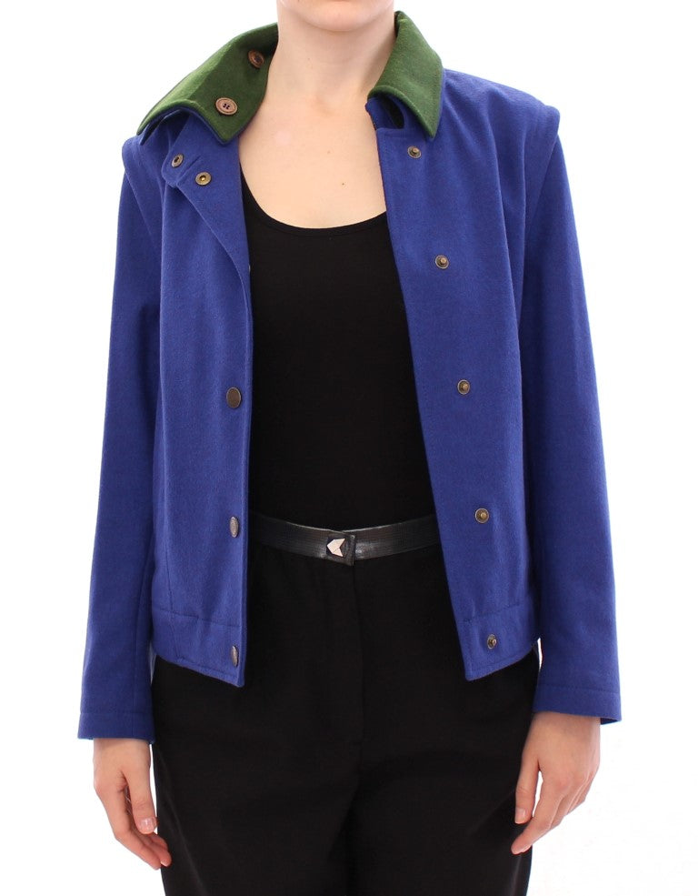 Veste en laine bleue Andrea incontri avec col amovible