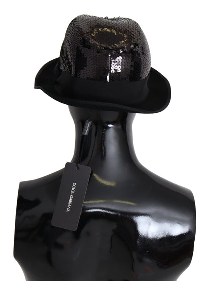 Chapeau fedora noir à sequins Dolce &amp; Gabbana