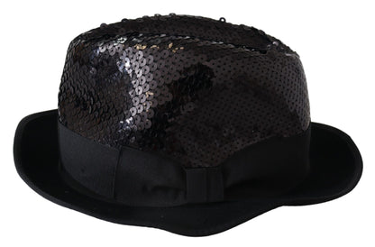 Chapeau fedora noir à sequins Dolce &amp; Gabbana