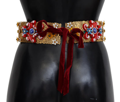 Dolce &amp; gabbana ceinture dorée à cristaux fleuris