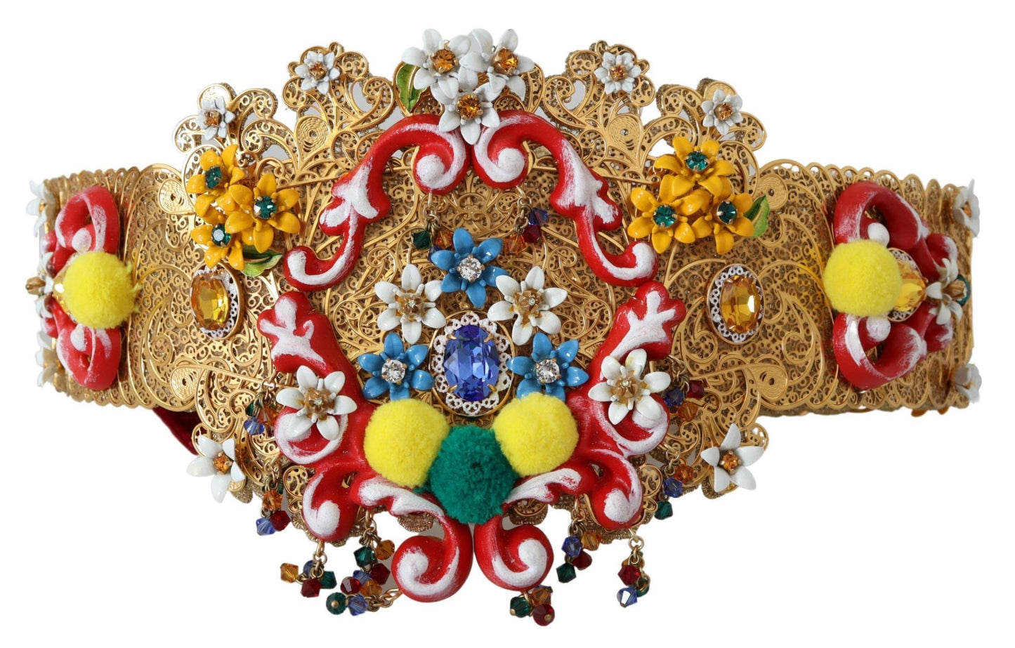 Dolce & Gabbana Gold-Tone Floral Crystal Waist Belt