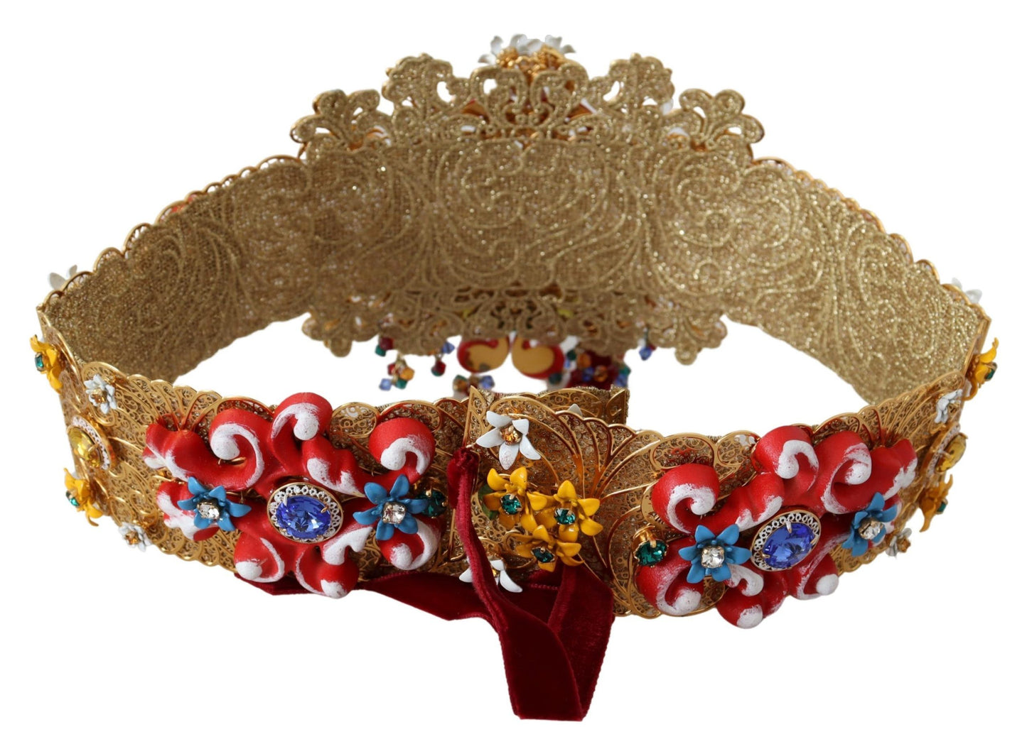 Dolce &amp; gabbana ceinture dorée à cristaux fleuris