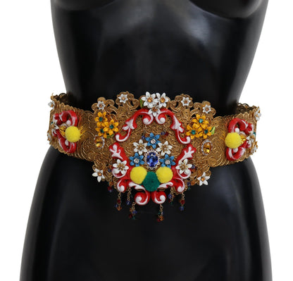 Dolce &amp; gabbana ceinture dorée à cristaux fleuris