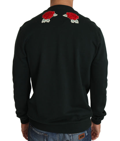 Dolce &amp; Gabbana Jersey de algodón esmeralda con bordado de cristales
