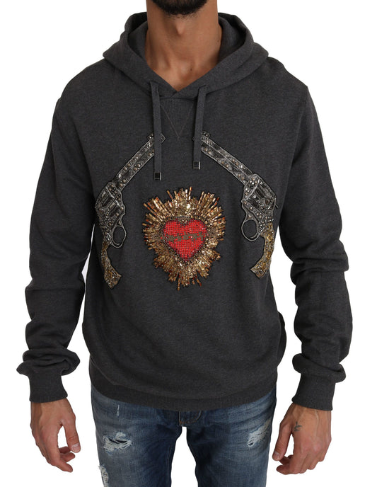 Dolce &amp; Gabbana Suéter gris con motivo de pistola de corazón de cristal