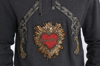 Dolce &amp; Gabbana Suéter gris con motivo de pistola de corazón de cristal