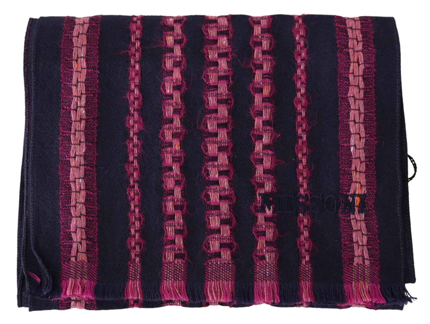 Écharpe en laine rayée Missoni - Noir et rose