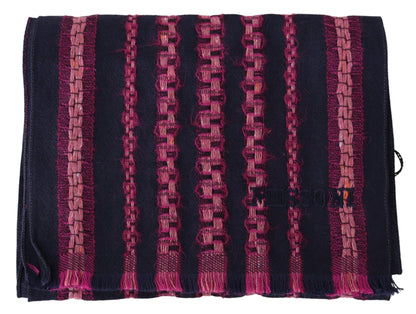 Missoni Elegant Striped Wool Scarf in Black and Pink