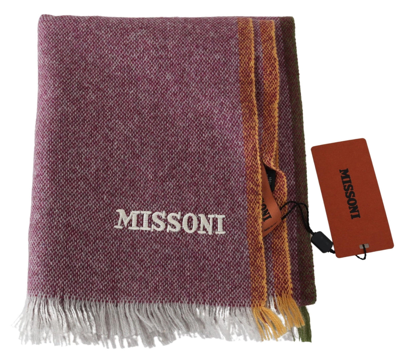 Écharpe Missoni en cachemire marron avec logo brodé