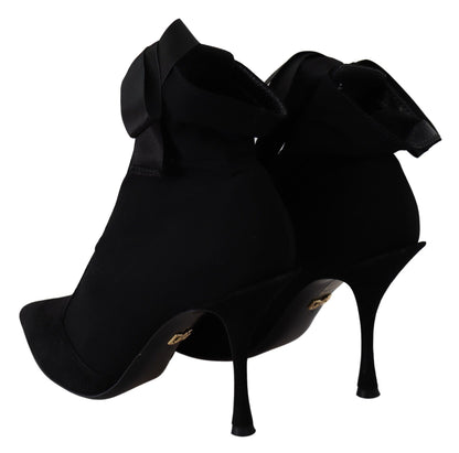 Dolce & Gabbana Elegant Black Ankle Heel Boots with Leather Sole