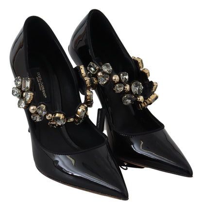 Escarpins en cuir noir et cristaux Dolce &amp; Gabbana