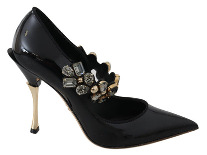 Escarpins en cuir noir et cristaux Dolce &amp; Gabbana