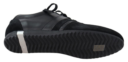 Baskets de sport en cuir noir Dolce &amp; Gabbana