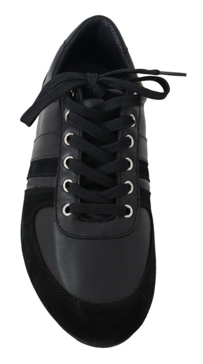 Baskets de sport en cuir noir Dolce &amp; Gabbana