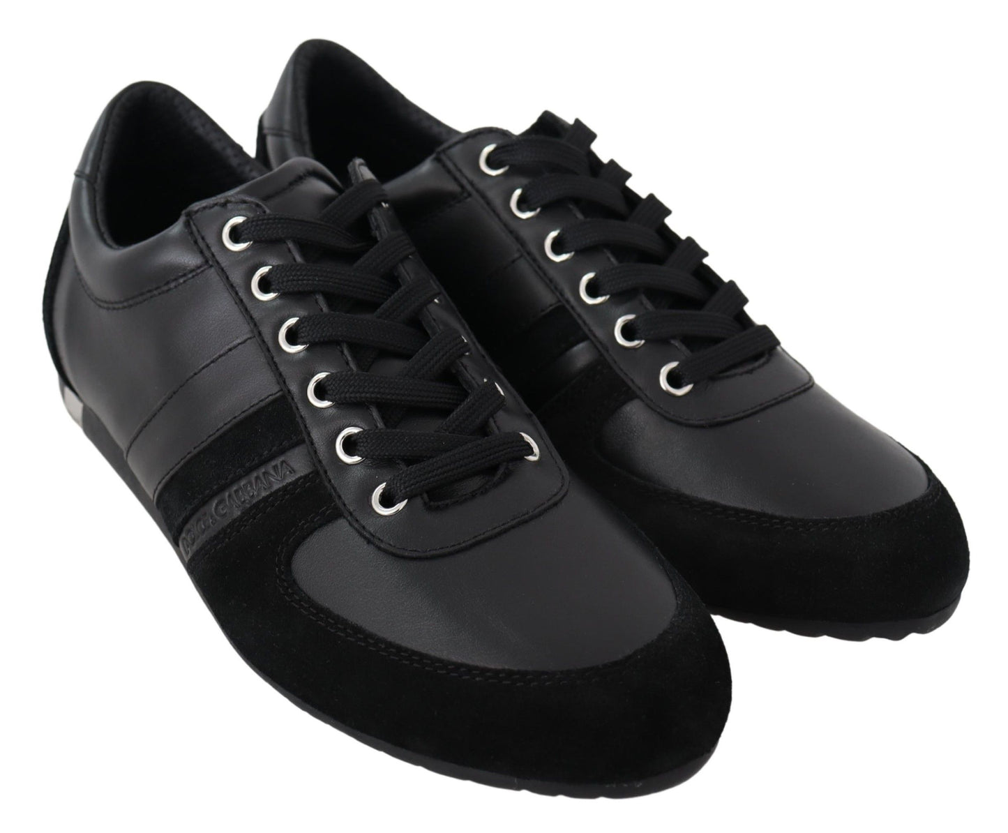 Baskets de sport en cuir noir Dolce &amp; Gabbana