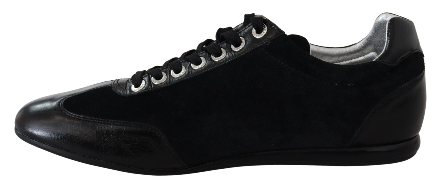 Baskets de sport en cuir noir Dolce &amp; Gabbana