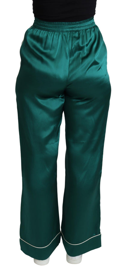 Dolce &amp; Gabbana - Pantalon de pyjama en soie exquis - Vert luxuriant