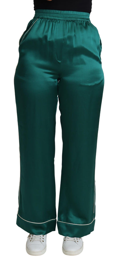 Dolce &amp; Gabbana - Pantalon de pyjama en soie exquis - Vert luxuriant