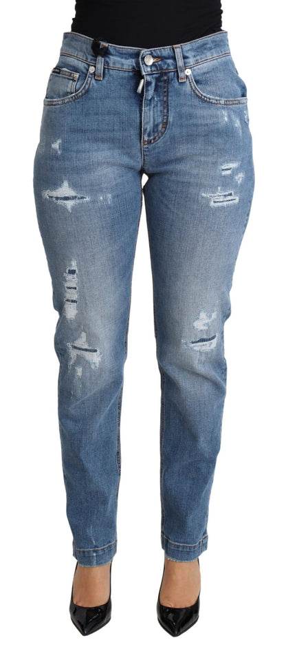 Dolce &amp; gabbana jean skinny taille haute en lambeaux