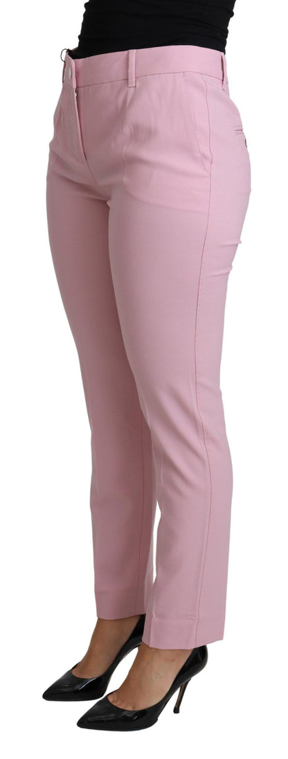 Pantalon en laine taille haute rose Dolce &amp; gabbana