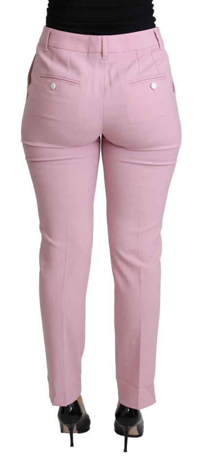 Pantalon en laine taille haute rose Dolce &amp; gabbana