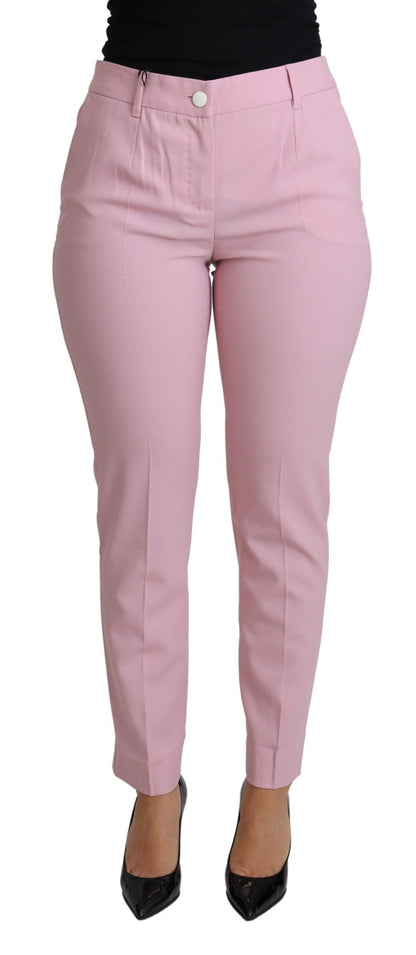 Pantalon en laine taille haute rose Dolce &amp; gabbana