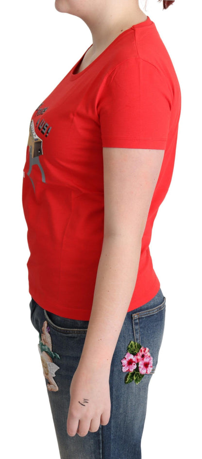 Moschino Camiseta roja de algodón Come Play 4 Us con estampado y blusa