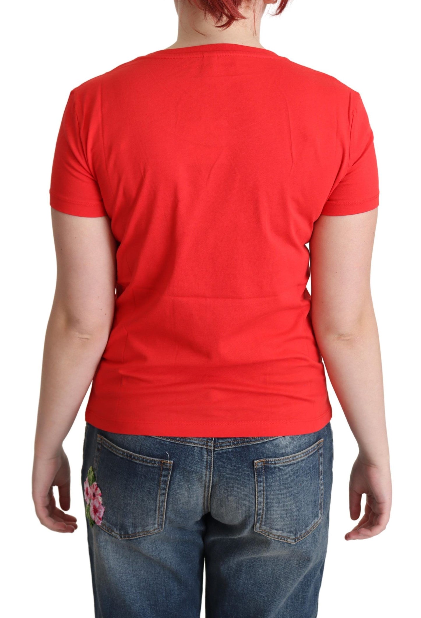 T-shirt en coton rouge Moschino avec imprimé ludique