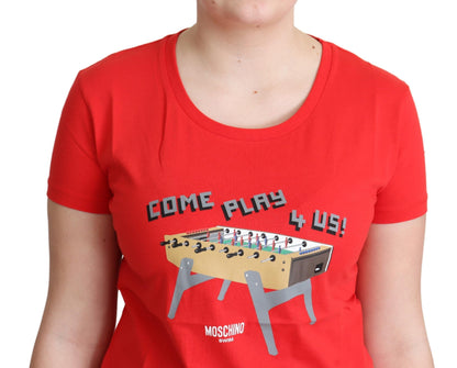 Moschino Camiseta roja de algodón Come Play 4 Us con estampado y blusa