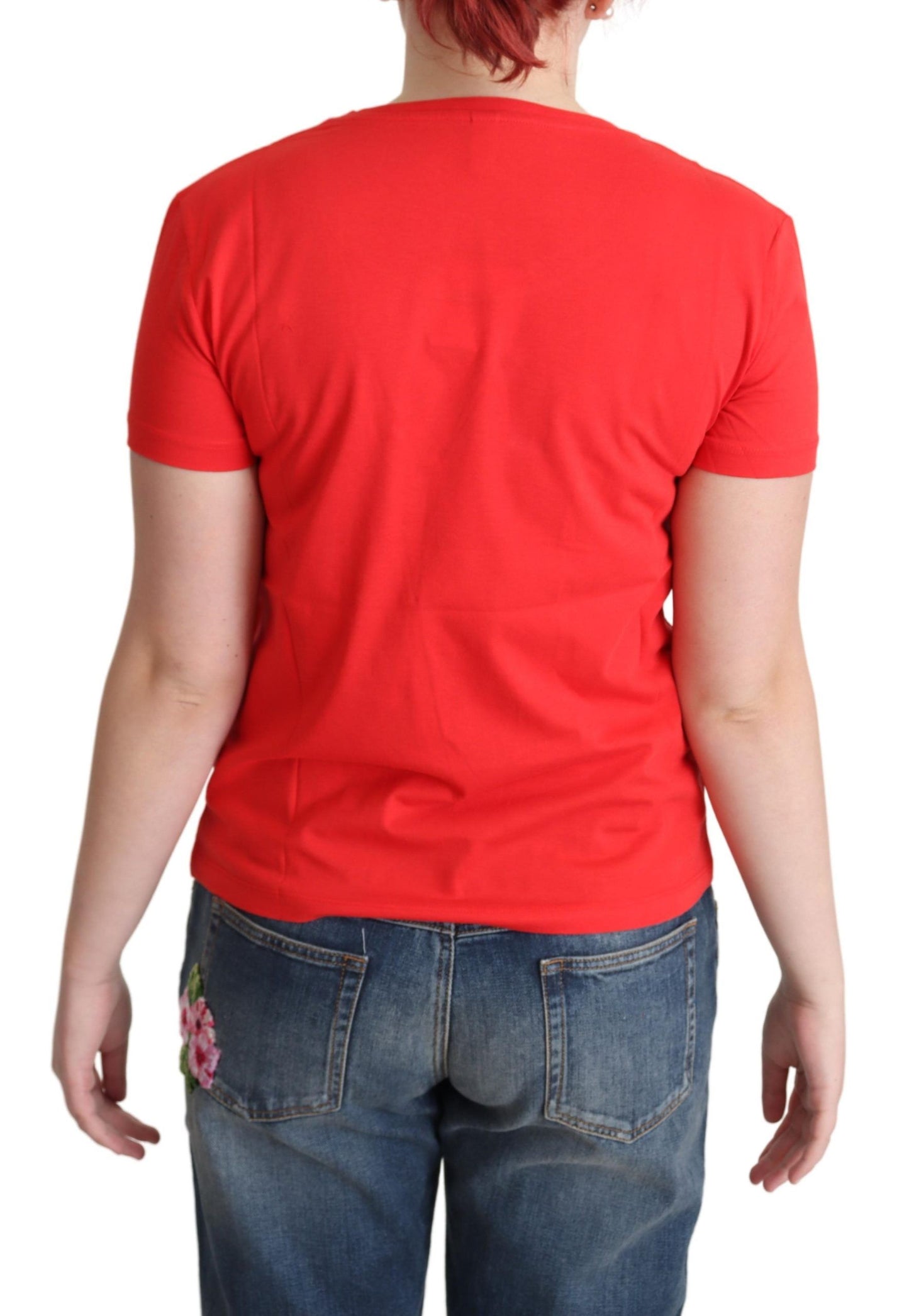 T-shirt en coton rouge Moschino avec imprimé signature