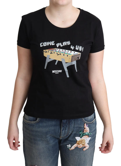 T-shirt en coton noir Moschino avec imprimé ludique