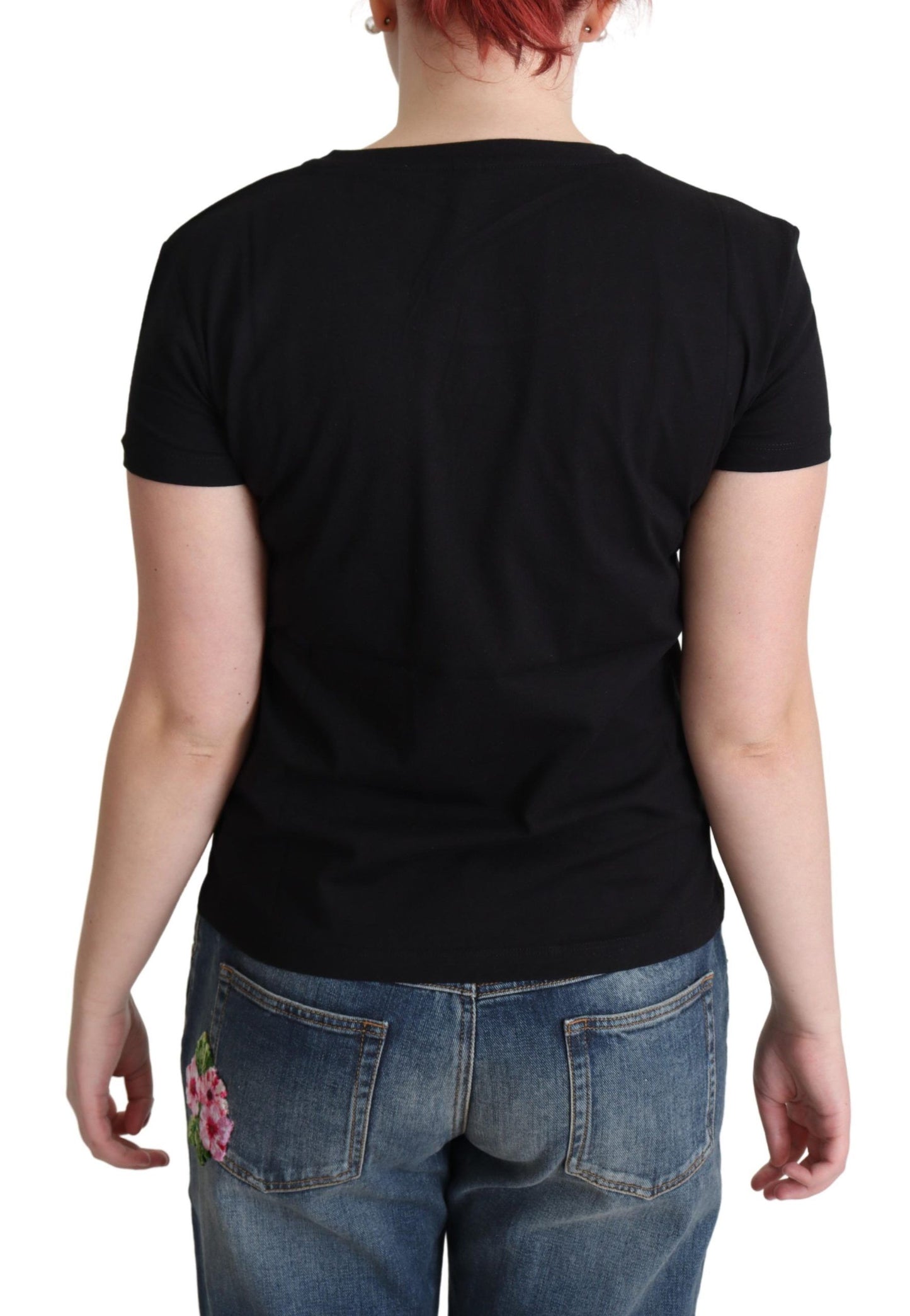 T-shirt en coton noir Moschino avec imprimé ludique