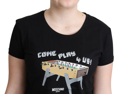 Moschino Chic Camiseta de algodón negra con estampado divertido