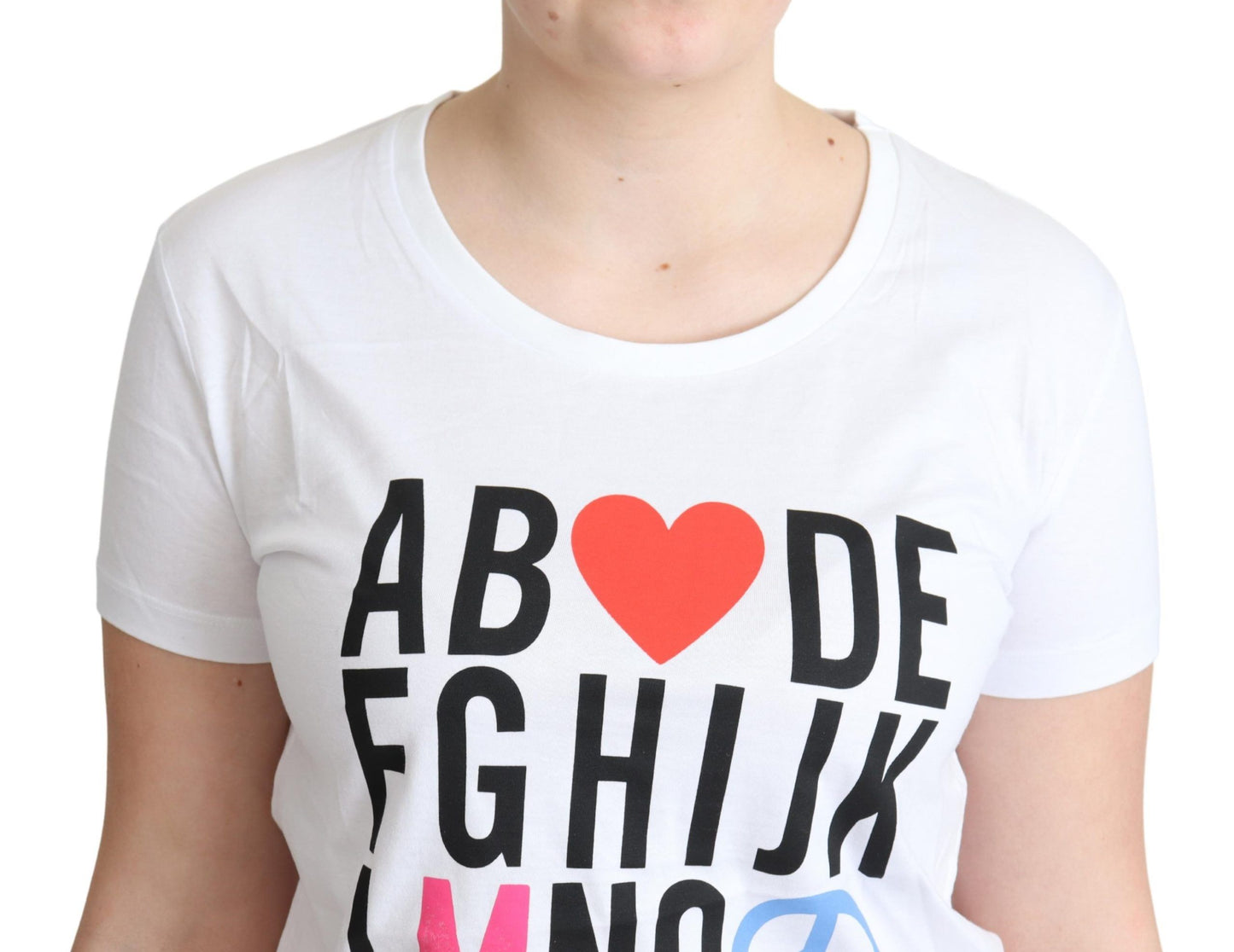 Moschino camiseta blanca con estampado de letras del alfabeto de algodón