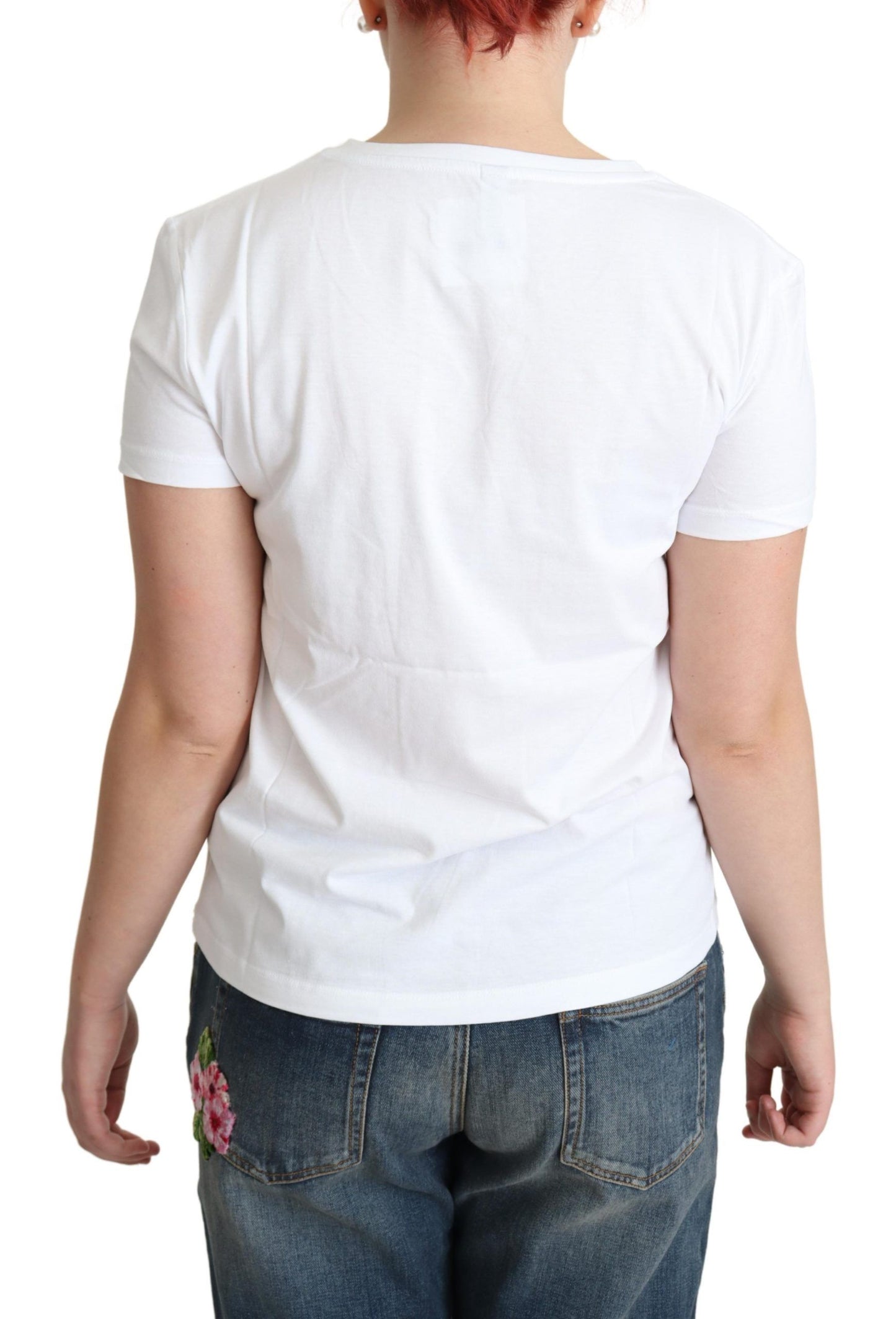 T-shirt en coton blanc Moschino avec imprimé emblématique