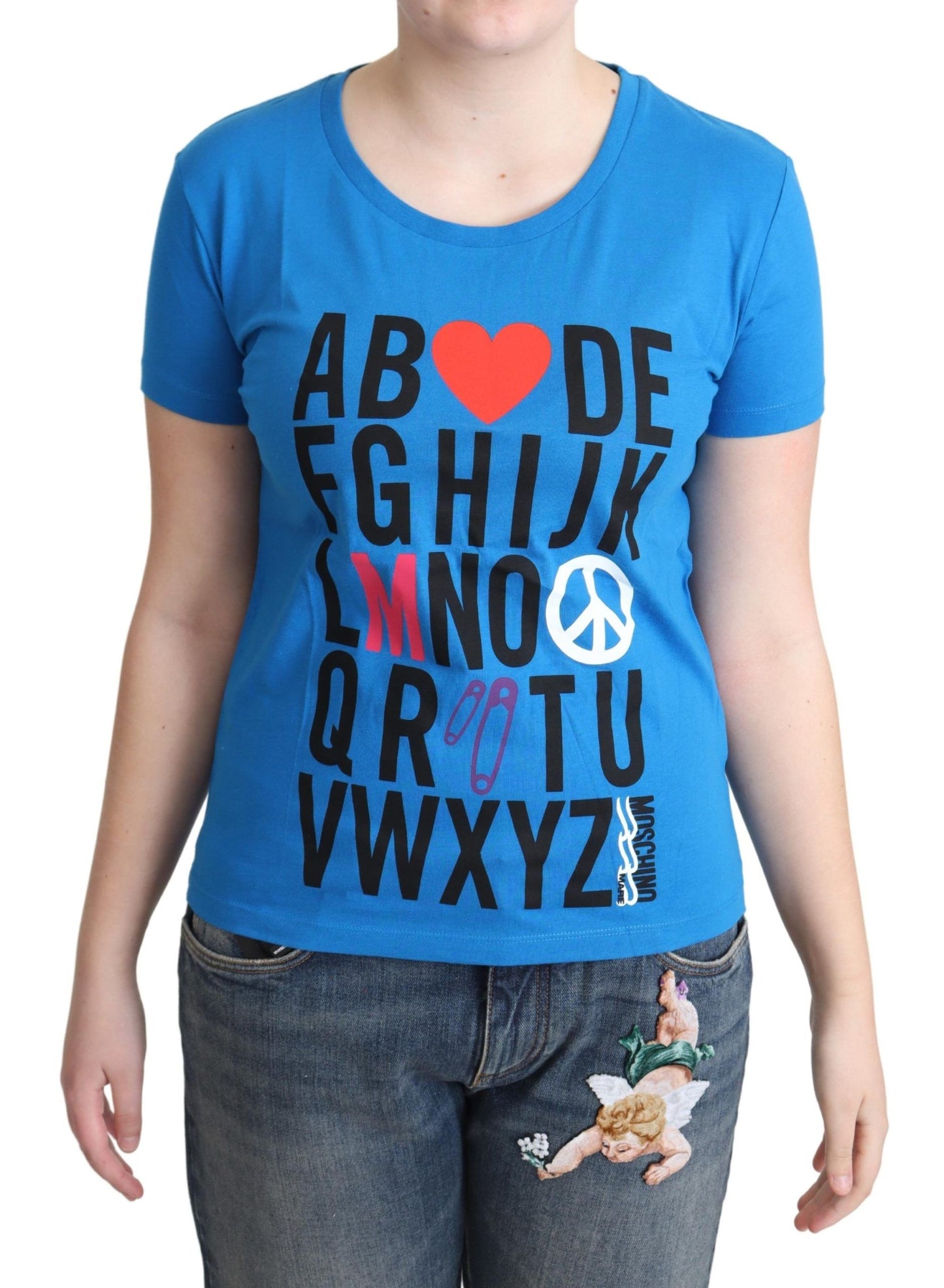 Camiseta Moschino Chic Alphabet de algodón en azul