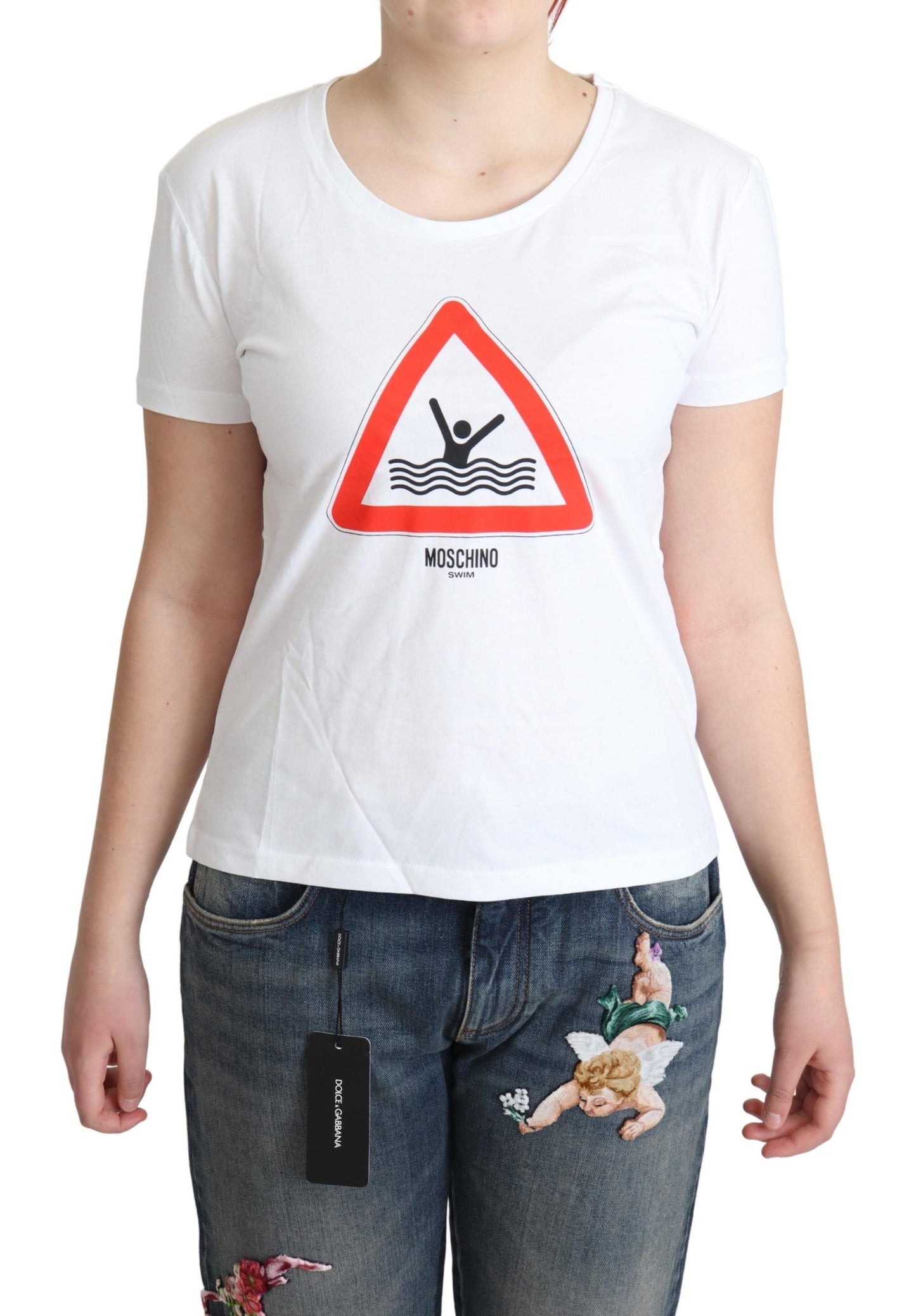 Moschino t-shirt en coton graphique triangle