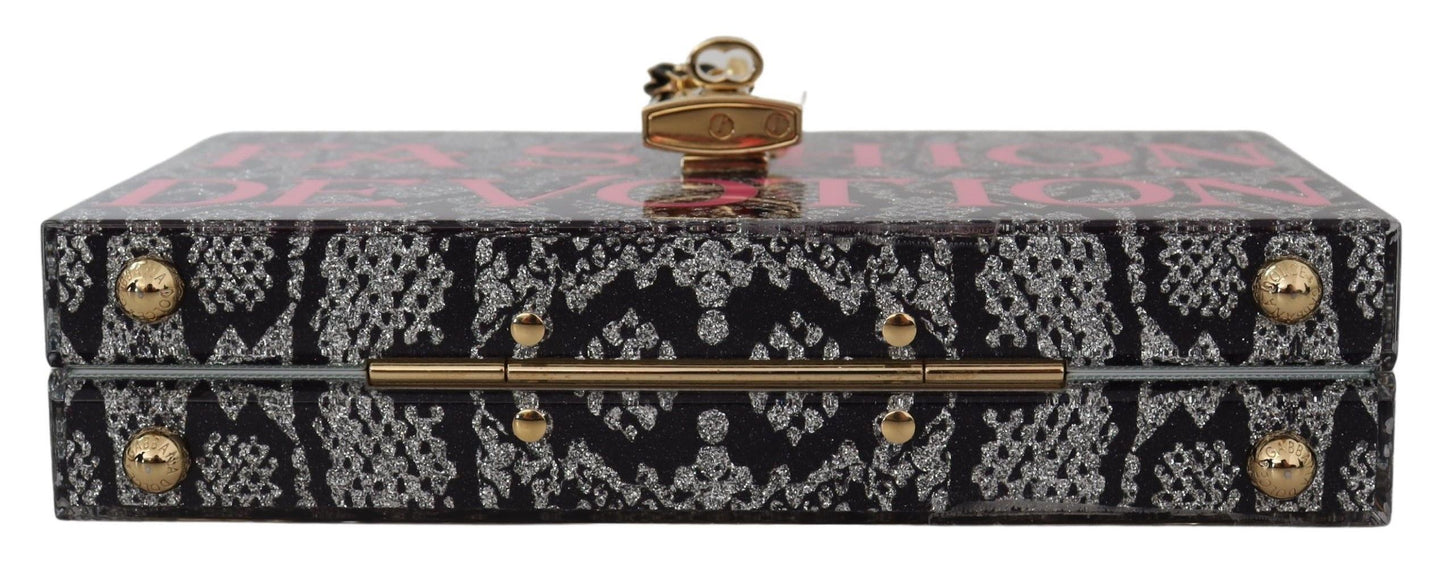 Pochette Dolce &amp; Gabbana en résine grise Dolce Box avec détails dorés